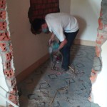 Making hole for toilet installation